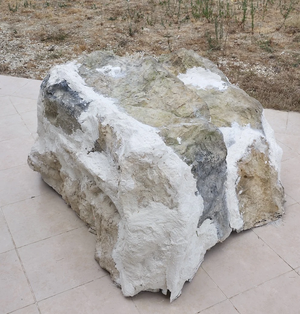 Assembled bespoke rock block before finishes and patina are applied