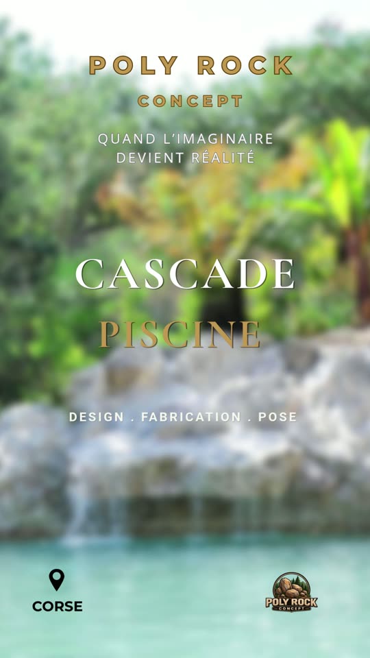 Couverture vidéo – cascade et habillage mural en faux rochers polyester pour piscine à Ajaccio