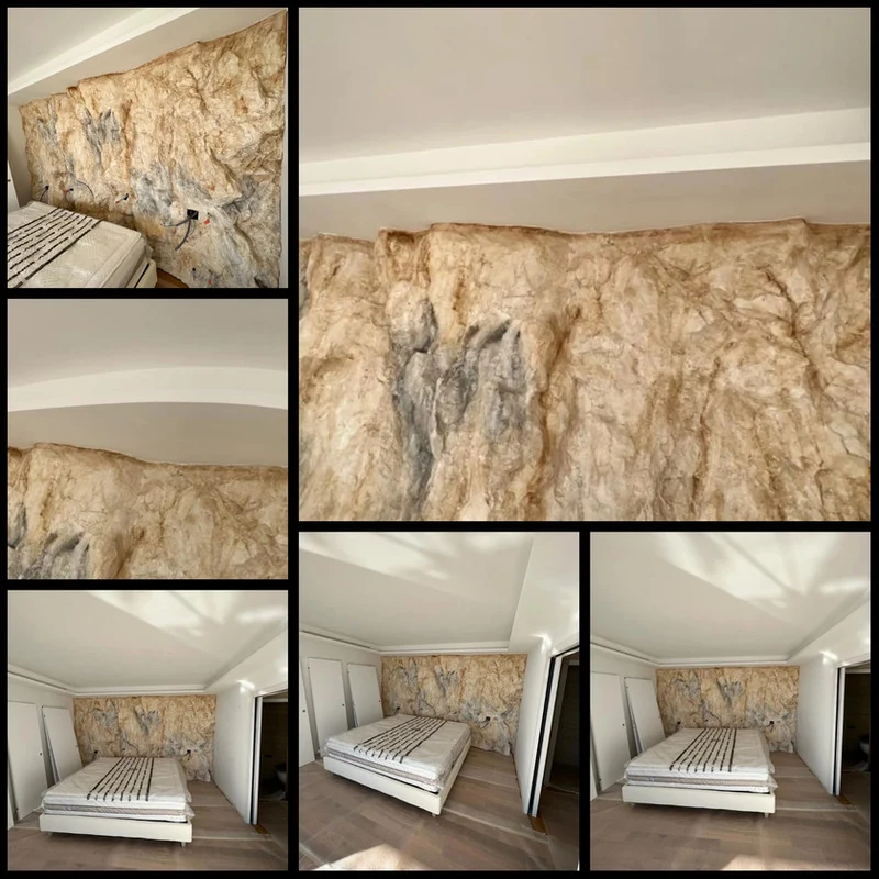 Wall cladding headboard in natural stone imitation decor – Nice