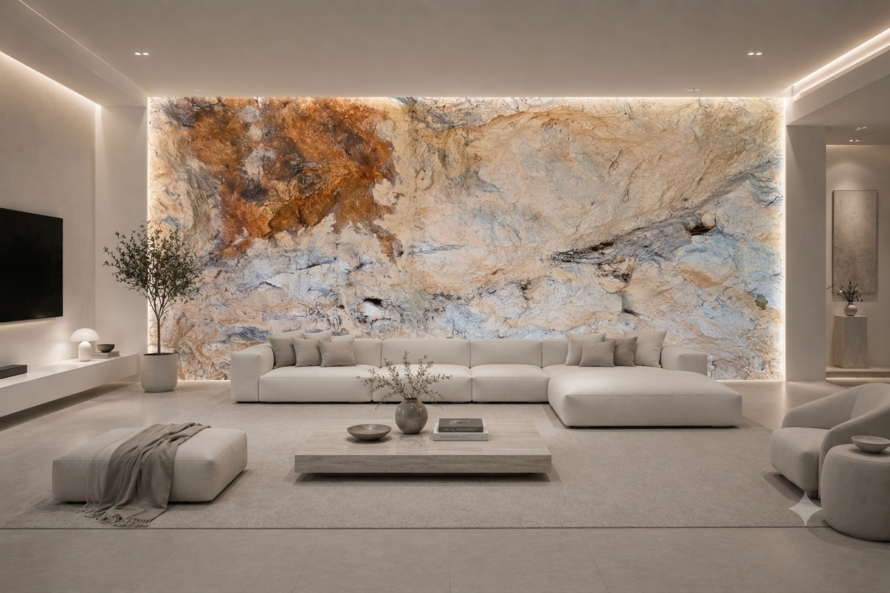 Decorative polyester artificial rock wall with natural stone imitation, crafted by Poly Rock Concept