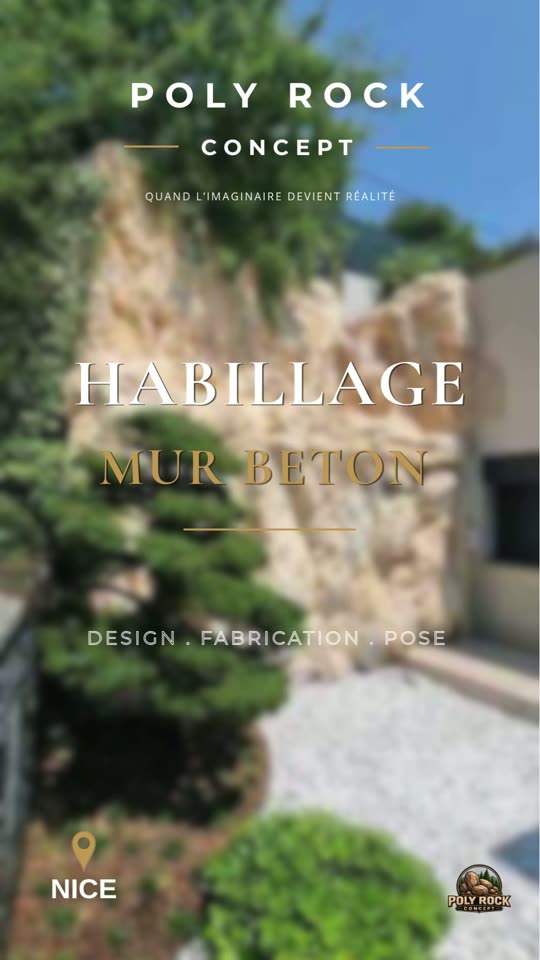 Couverture vidéo – habillage d'un mur béton en faux rocher polyester sur la Côte d'Azur